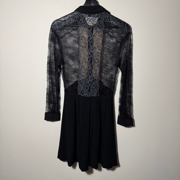 Sandro Black and Cream Long Sleeve Dress - Picture 6 of 16